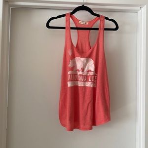 Orange Billabong California flag symbol racer back tank top.